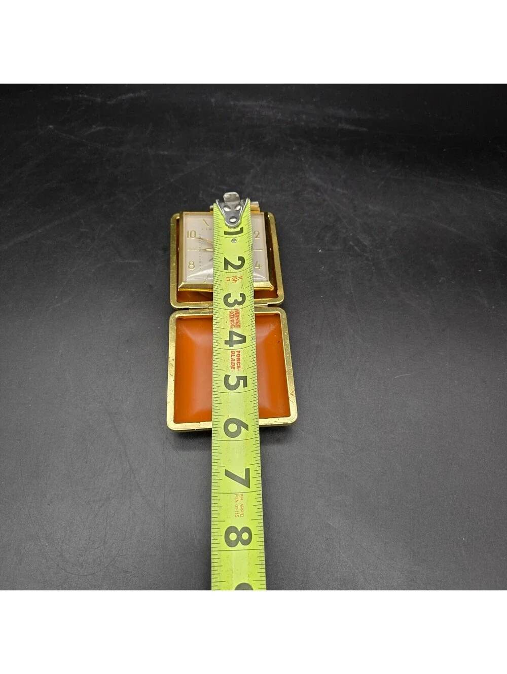 Vintage Seth Thomas Travel Alarm Clock Orange Leather Case Working Mid Century